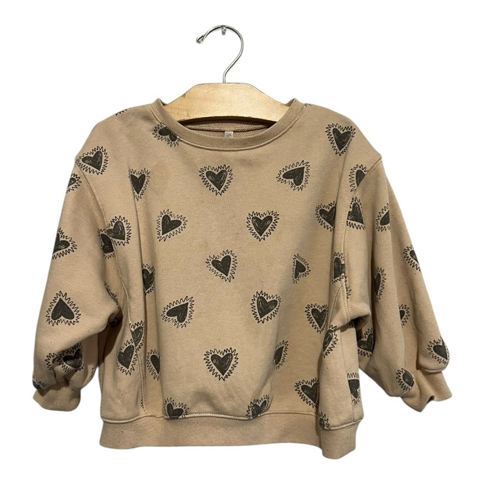 Rylee + Cru Heart Print Sweatshirt Size 2-3 Cotton Blend